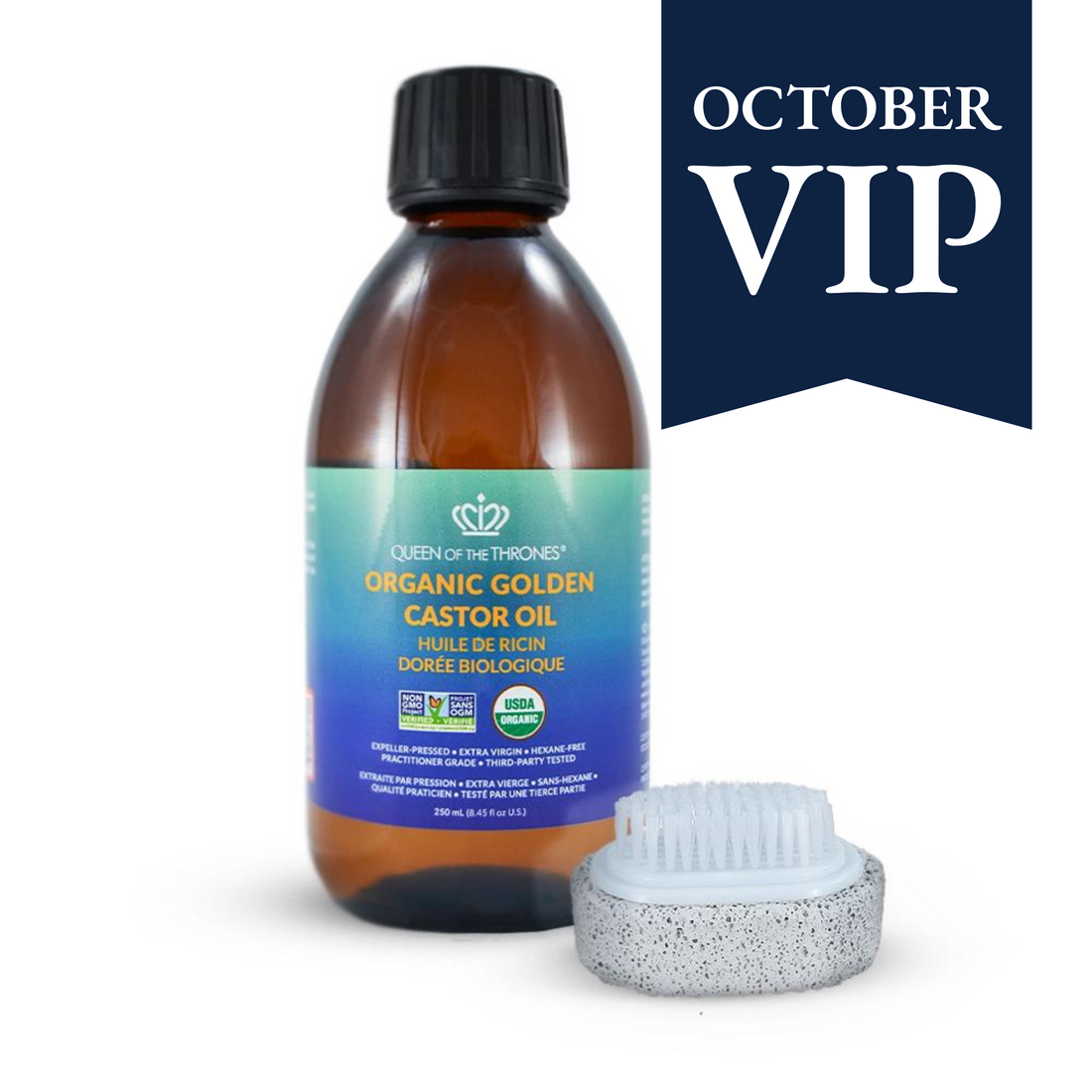 Organic Golden Castor Oil with a free Pumice Stone Brush (VIP)