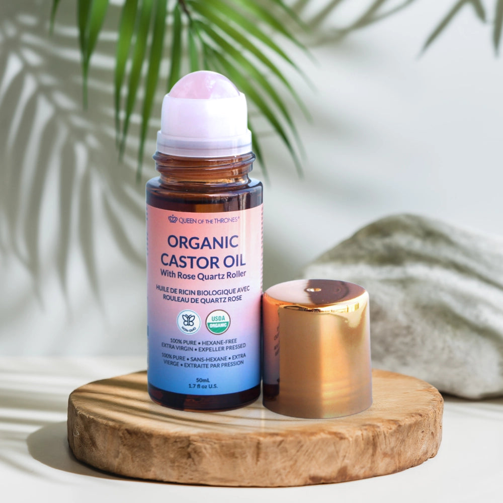 Organic Golden Castor Oil Roll-On with Rose Quartz 50mL