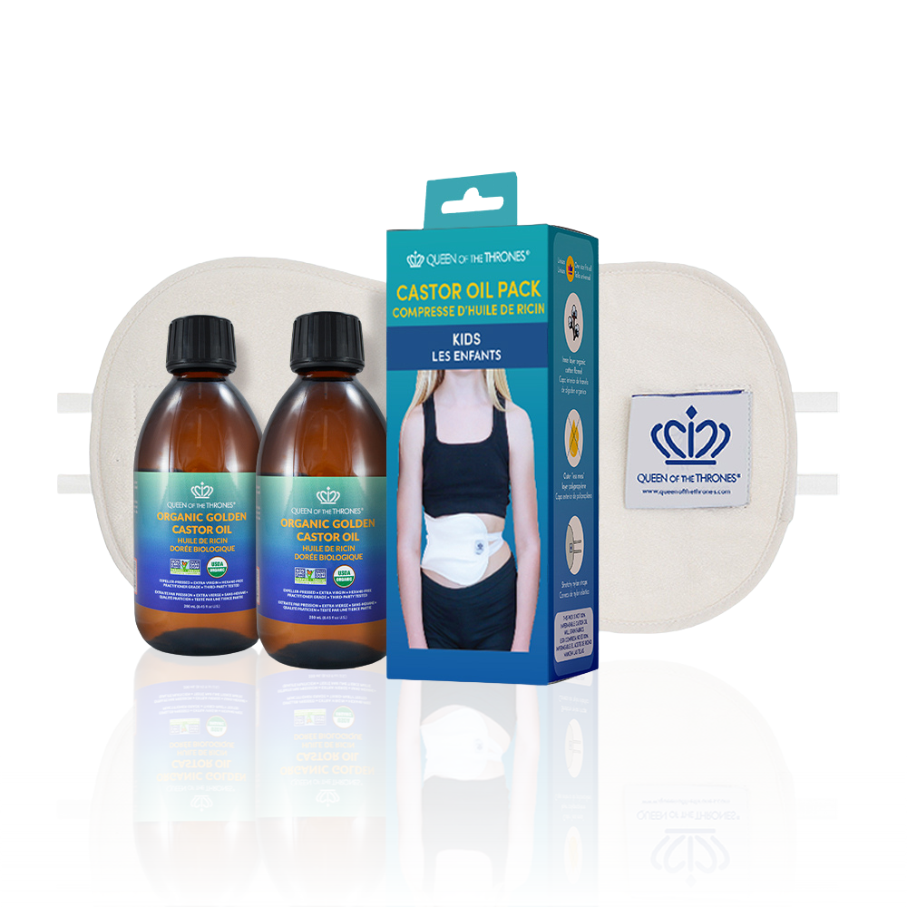 Kids Castor Oil Pack Kit + 2 x Organic Golden Castor Oil 250mL